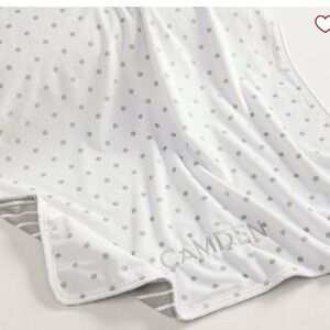 Pottery Barn Kid’s Dot & Stripe Chamois Baby Blanket Gray Stripe Dot